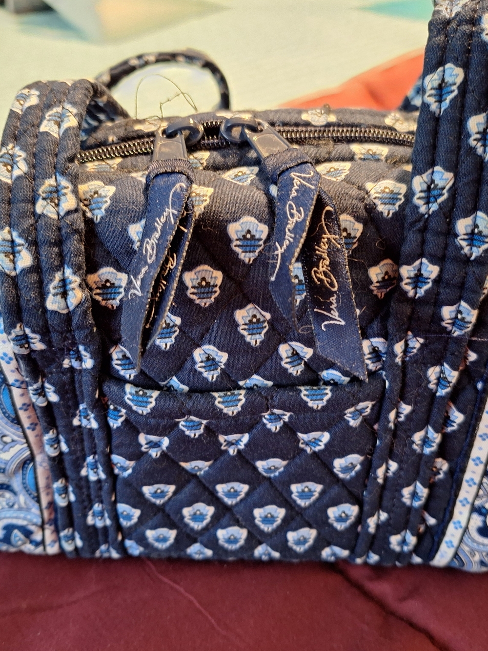 Vera Bradley Navy Quilted Floral with Light Blue Accents